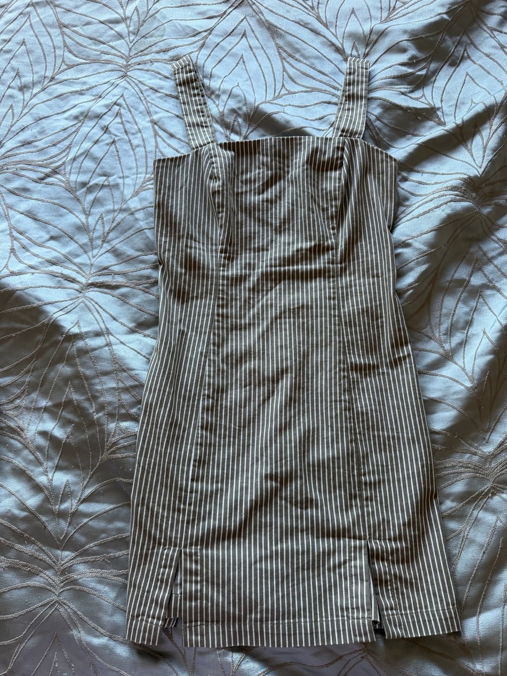 gray and white striped mini dress